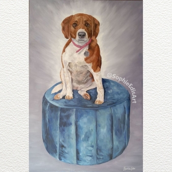 Beagle Dog Portrait - Oil Painting - 20x30 inch - By Sophie Edis