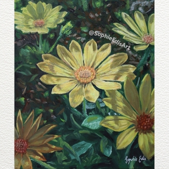 Yellow Flowers - Oil Painting - 10x12 inch - By Sophie Edis